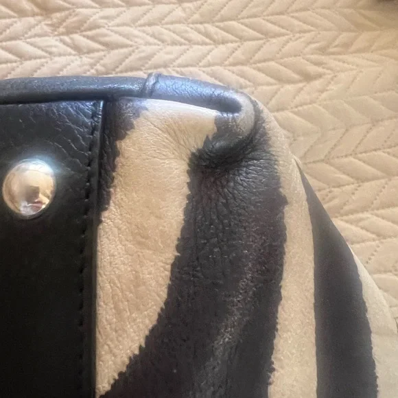 Furla Black and White Shoulder Bag with Zebra Print - Picture 7 of 14